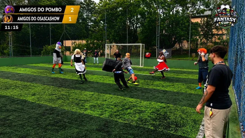Jogo em andamento, com o placar da transmissão ao vivo